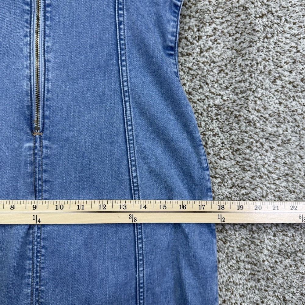 American Eagle Denim Dress Women's 6 Blue Maxi Scoop Neck Sleeveless Side Slit - Picture 16 of 16